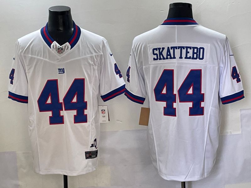 Men 2025 Nike New York Giants #44 Skattebo white Throwback 3th generation Limited NFL Jersey 001